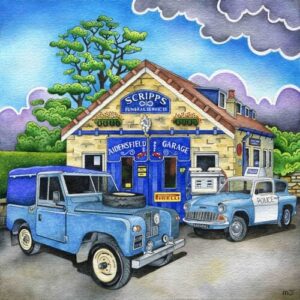 A Painting of Aidensfield Garage at Goathland by Martin Jones