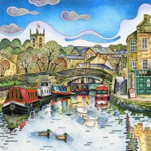 A Painting of Canal Boats at Skipton by Martin Jones