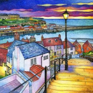 A Painting of 199 Steps at Whitby by Martin Jones