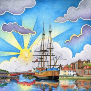 A Painting of the Endeavour at Whitby by Martin Jones