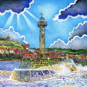 A Painting of Whitby Lighthouse by Martin Jones
