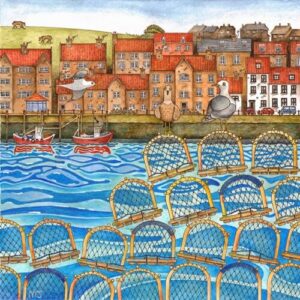 A Painting of Lobster Pots at Whitby by Martin Jones