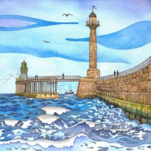 A Painting of Whitby Pier by Martin Jones