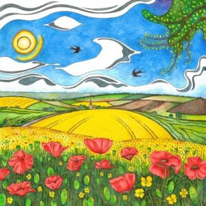 A Painting of Summertime Poppies in field by Martin Jones