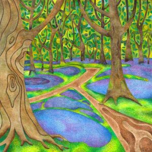 A Painting of Bluebell Woods Beverley by Martin Jones